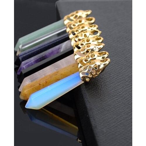 New Fashion Jewelry Pingente Natural Stone Pendant Gold color For Women Daily Wear Ciondoli Long Quartz Crystal Pendants