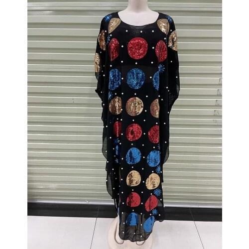 New Style African Womens Clothing Dashiki Abaya Fashion Sequins Loose Dress Free Size One Piece