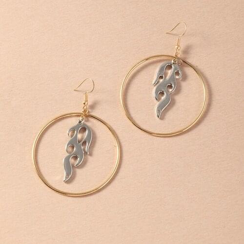 2020 Wholesale European and American Jewelry Ins Style Flame Pendant Earrings Simple Geometric Circle Earrings Women