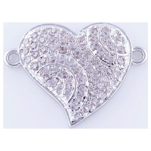 5 pieces Shining Zircon Heart Charms For Jewelry Making Diy Copper Micro Pave Czech Charms Connectors Bijoux Gifts