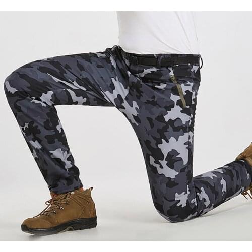 Casual Pants Men Winter Fishing Trekking Hiking Pants Camouflage Plush Thick Long Trousers Mens Clothing 2021