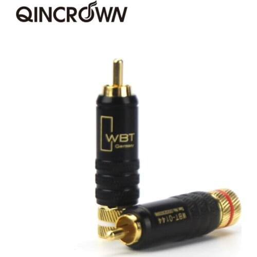 Hifi 4pcs RCA connectors male WBT-0144 signal line plug WBT 0144 RCA plug lotus head copper RCA plug connectors