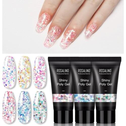 ROSALIND 30ml Shiny Nail Art Extension UV Gel Poly Builder Tip Glue Manicure