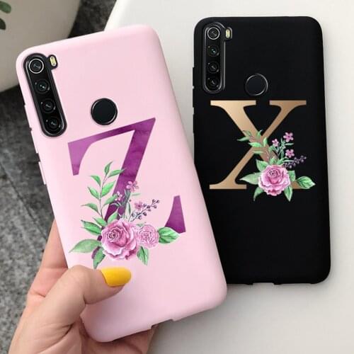 26 Letters Flower Silicone Phone Cases For Xiaomi Redmi Note 8 Pro Note 8 note 8 T Cover Soft Candy Back Cover FOR redmi note 8t