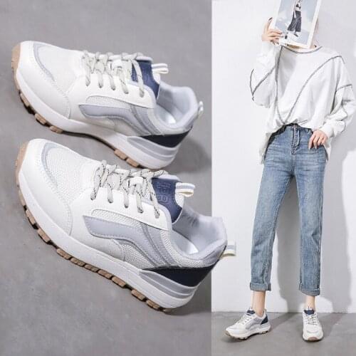 ZEEKSON Sports Shoes Women Spring 2021 New Casual Womens Shoes Running Students Comfortable and Breathable Old Shoes Women