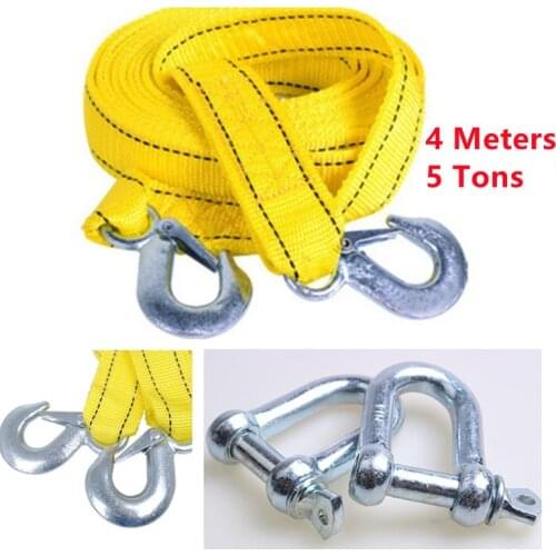 4M Heavy Duty 5 Ton Car Tow Cable Towing Pull Rope Strap Hooks High Strength Nylon Snatch Belt Off-road Auto Traction Universal