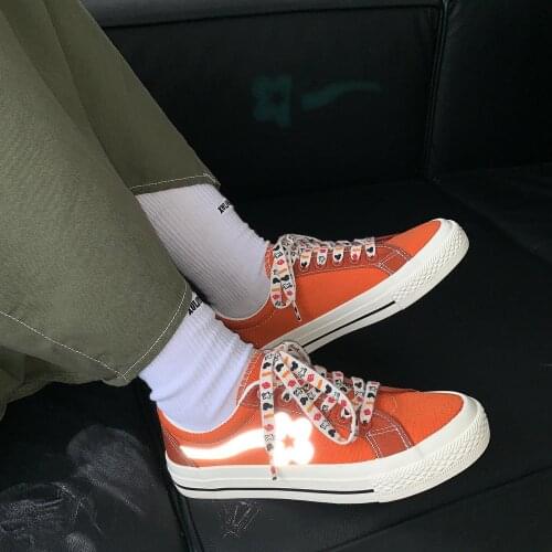 Reflective Flower Korean Style Ins Canvas Shoes Women Autumn New Style Non-Mainstream All-match Low-Top Student Shoes