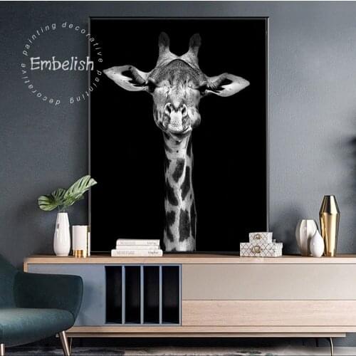 Embelish 1 Pieces Giraffe In Black And White Wild Animals Modern Home Decor Wall Art Pictures For Living Room Canvas Paintings