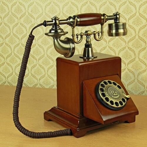 Solid Wood Vintage Rotary Dial Telephone Wood Retro Style Retro Rotary Dial Corded Telephone Home And Office