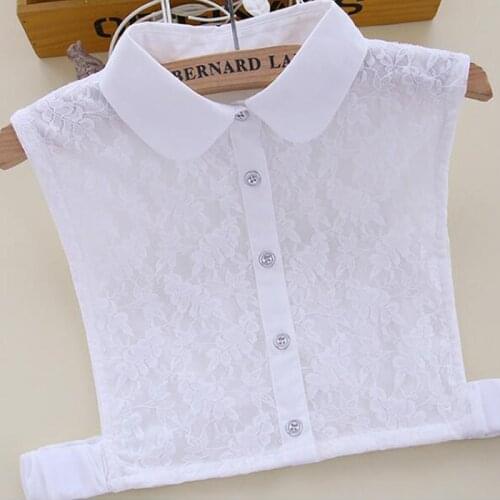 Korean fashion Beautiful Women Detachable Collars Sweater New lace round neck girls chiffon collar shirt female models autumn