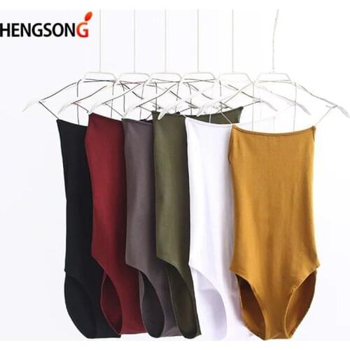 Spaghetti Strap Sexy Backless Bodysuit Women 2021 Summer Bodycon Camisole Bodysuits Black White Jumpsuits Tops