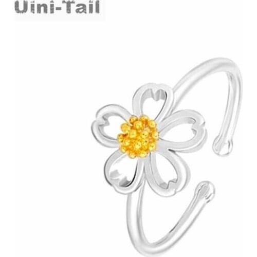 Uini Tail new design hot sale 925 sterling silver simple and creative hollow flower open ring fashion sweet sun flower jewelry