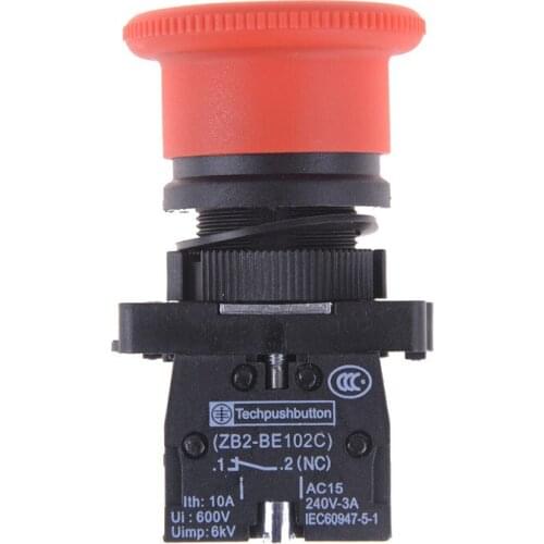 1pcs Red Mushroom Emergency Stop Switch XB2-ES542 22mm NC N/C Push Button Switch 600V 10A High Quality