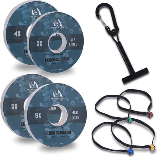 Maximumcatch 100% Fluorocarbon Tippet Fly Fishing Line 50m/55Yds 1X2X3X4X5X6X Leader Line with holder and Tender