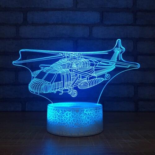 3D LED Night Light 7 Colors Remote Touch Helicopter Shape USB Table Desk Lamp for Kids Xmas Gift Home Decoration