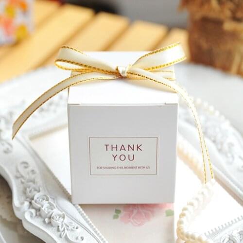 50pcs lot Birthday wedding party candy chocolate packaging personalized white favour boxes custom favor box