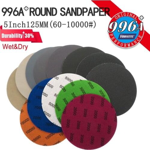 50 Pieces 5 Inch Round Sandpaper 60-10000 Grit Sanding Discs 125mm Wet & Dry Hook & Loop Silicon Carbide for Grinding Polishing