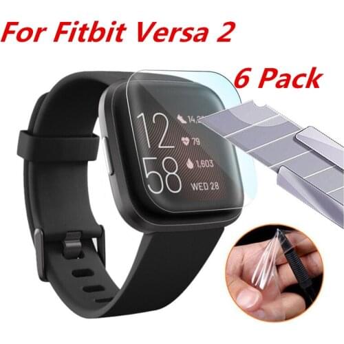 6 Pack) High Quality Clear Screen Protector PET Soft film Shield for Fitbit Versa/Versa 2 Wristband Anti-scratch Film