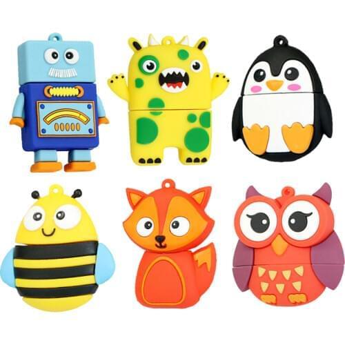 64GB Cute Robot Cartoon Penguin Owl Fox Style Usb Flash Drive Usb 2.0 8GB 16GB 32GB Creative Full Capacity Pendrive Kids Gift