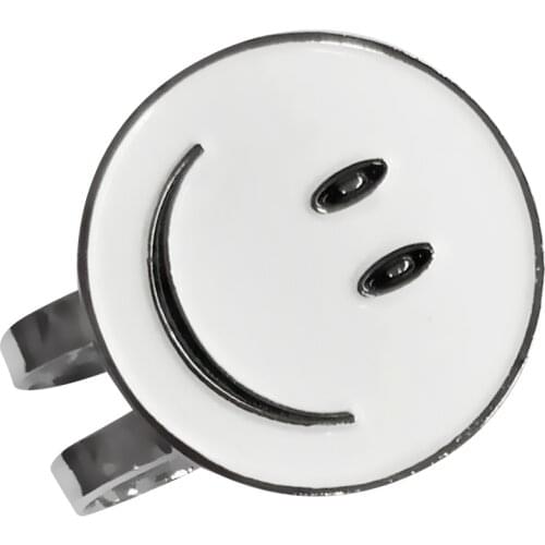 White Smile Face Golf Ball Marker With Hat Clip Golf Club Accessory