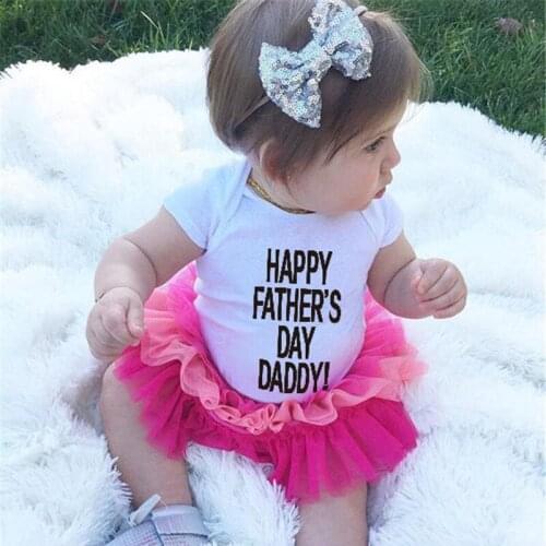 Happy Fathers Day Daddy Summer Bodysuits Newborn Infant Baby Boys Girls Clothes Kids Baby Sunsuit white 0-24M DS19