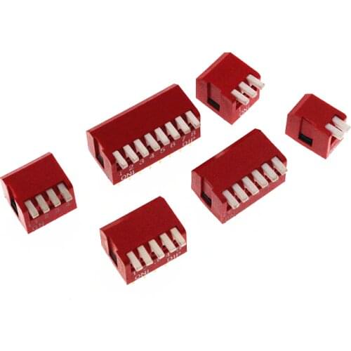 10pcs/lot Slide Type Lateral Switch Module 2 3 4 5 6 8 Bit 2.54mm Position Way DIP Red Pitch Toggle Switch Red Snap Switch