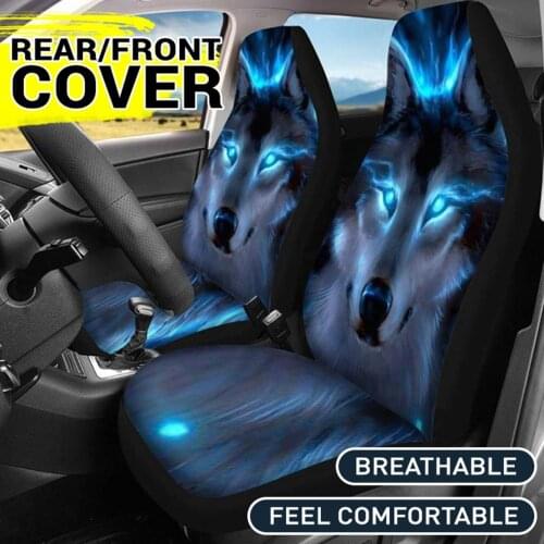 1/2/7PCS Car Seat Covers 3D Animal Wolf Skull Printing Universal Car Seat Set Protector Seat Cushion Full Cover For Most Car
