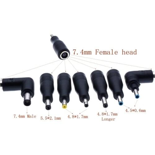 DC 7.4mm x 5.0mm Female To Male 4.8*1.7 Right Angled Power Connector Adapter for DELL 7.4 to 4.5*0.6 for HP Laptop Tablet PC