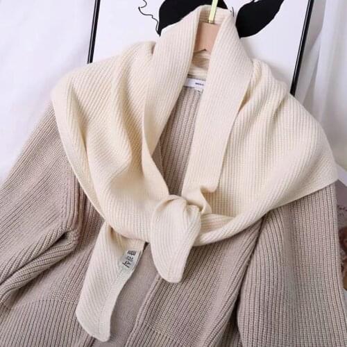 New Korean Triangle Knit Scarves for Women Outdoor Solid Color Warm Shawl Creative Double-Sided Wear Knotted Shawl Gift Scarf