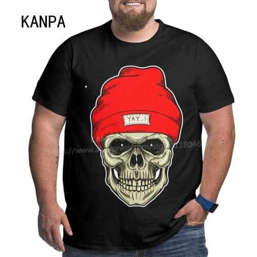 Kanpa Streetwear 100% Cotton T Shirts for Big Men Pattern Men Clothing Workout Tops Oversized Skull T-shirt Plus Size one piece
