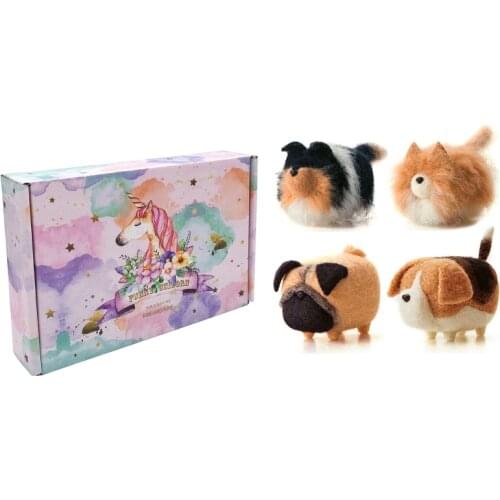Needle Felting Kits Mini Dog 4x8cm (1.6"x3.2"), Felting Needles, Finger Guards, Felting Mat, DIY Felting Craft with Gift Box