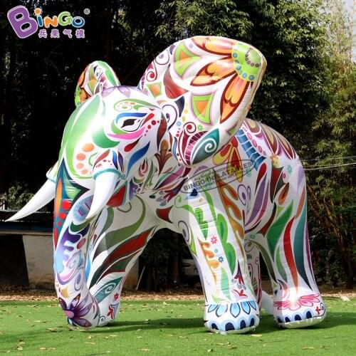 Custom Made 2~5 Meters High Inflatable Colorful Elephant Model With LED Lights For Decoration - BG-C0430