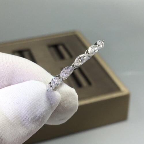 Inbeaut 18 White Gold Excellent Cut D Color Pass Diamond Test Horse Eye Shape Moissanite Stackable Ring Women Wedding Jewelry