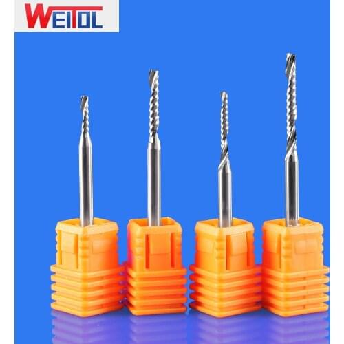 WeiTol 5A 3.175mm Small Diameter 1 Flute End Mill CNC Cutting Tools For Acrylic Up Cut End Mill