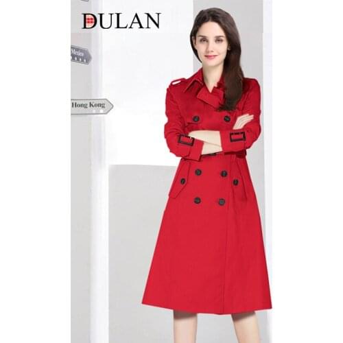 Red British Windbreaker Womens 2021 New Spring and Autumn Long Style, Waist Down and Slim, Classic Coat, Little Man