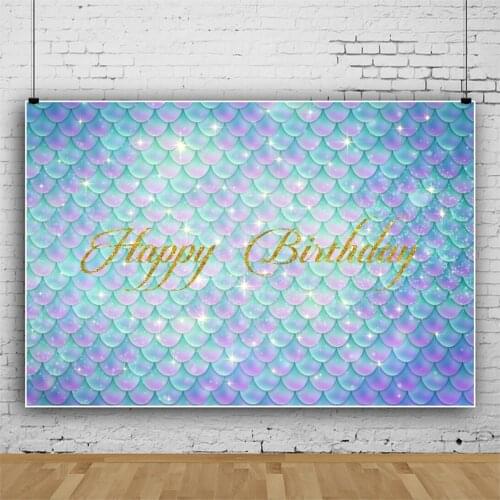 Laeacco Fish Scales Backdrop For Photographic Girls Birthday Baby Shower Personalized Poster Shiny Glitters Photo Backgrounds