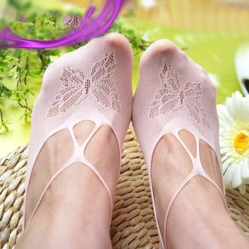 5pcs/lot Japanese style mesh summer lace butterfly color Socks slippers lilac blue pink Invisible short socks