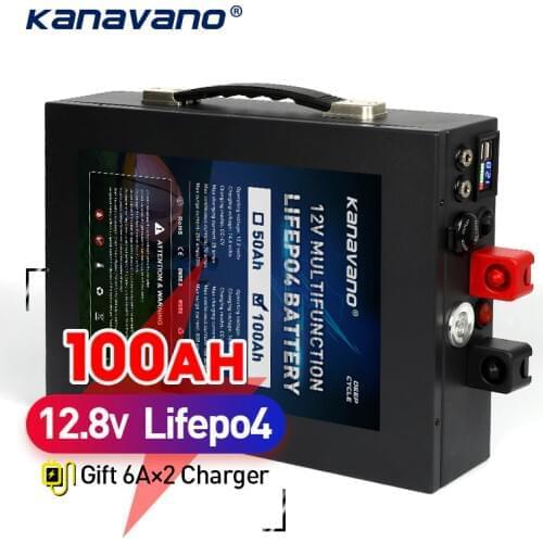 12V 100AH LiFePo4 battery large capacity lithium iron phosphate battery pack with metal casing LED lighting cigarette lighter