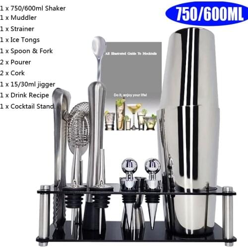 12 Pieces Bartender Kit Includes shaker Rack Pourer & Ice Tong Cocktail Shaker Premium Shaker Barware Set Free Shipping