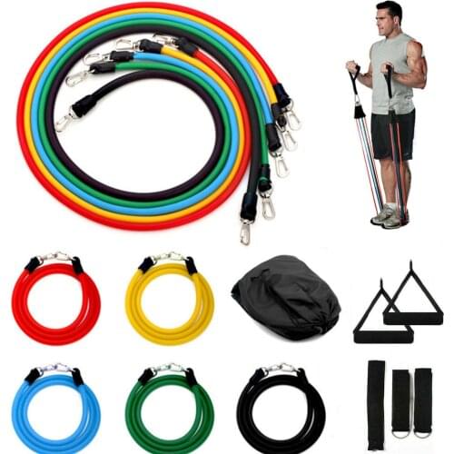 11Pcs Resistance Bands Set Extreme Workout Exercise Fitness Tubes Band Stretch Training Home Gyms Workout Elastic Pull Rope