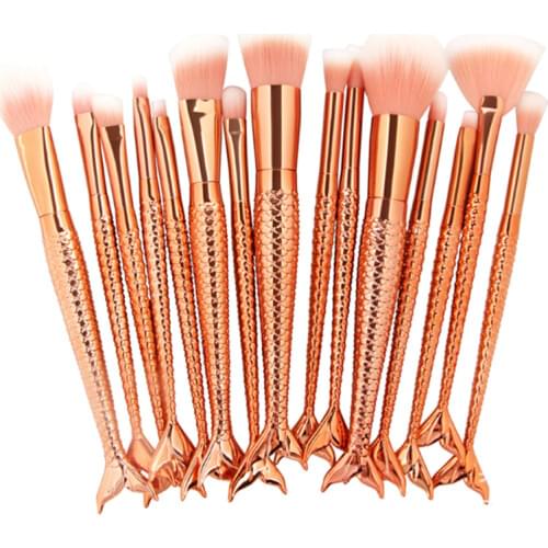 Full Styel Mermaid Makeup Brushes Set Blending Powder Contour Blending Blush Eyeshadow Face Eyes Cosmetic Make Up Brush Tool Kit