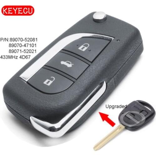 Keyecu Upgraded Remote Key Fob 433MHz 4D67 Chip for Toyota Echo Yaria 1999-2005 P/N: 89070-52081