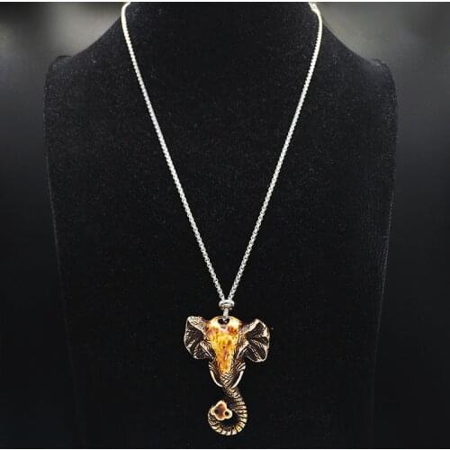 2021 Stainless Steel Imitation Long Elephant Necklace for Women/Men Pendant Necklace Jewelry Gift collares largos N19803