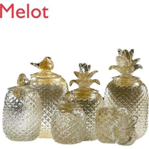 European-Style Retro Transparent Glass Jewelry Box Storage Box Dining Table Living Room Dustproof Decoration Jar