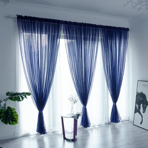 1 Piece Transparent Voile Tulle Curtains All Match Home Decor Bedroom Windows Draperies Modern Sheer Solid Color Design