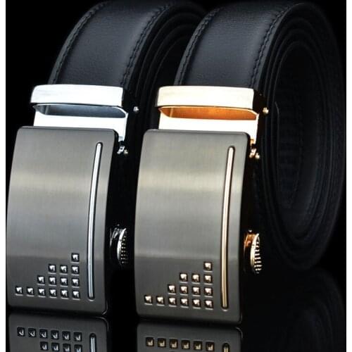 Fashion Brand Leather Belt Business Cowskin Automatic Buckle Cowhide Men Belts