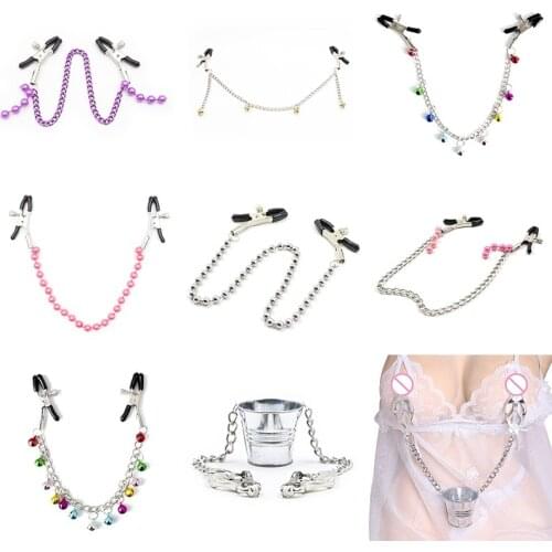 Sexy flirt Nipple Clamps With Chain Clitoral Labia Nipples Stimulator Massager Fetish Bondage Gear Sex Tool For women Adult Game