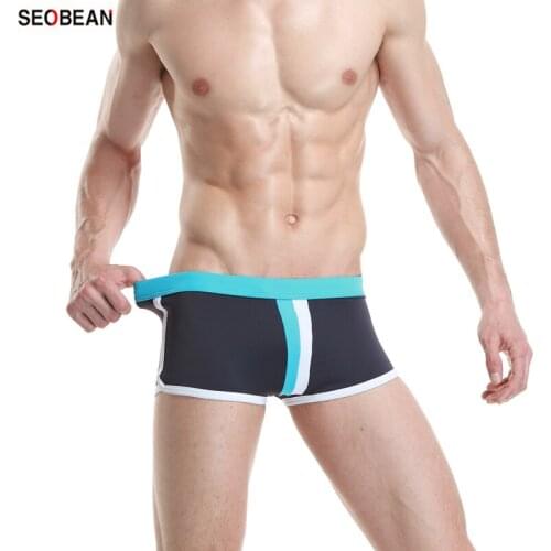 SEOBEAN Summer Mens New Swimming Boxers Beach Casual Wear Swimsuit Low Waist Sexy Hot Spring Swimming Trunks