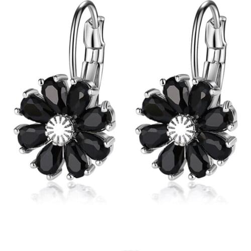 Zircon Earrings Women Stainless Steel Jewelry Fashion Accessories Female Flowers Stud Earrings Alloy Colorful Ears pendientes