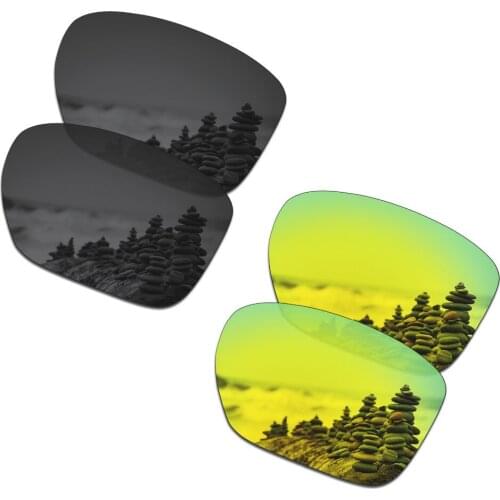 SmartVLT 2 Pairs Polarized Sunglasses Replacement Lenses for Oakley Sliver XL Stealth Black and 24K Gold